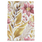 ピンクの金ゴールドメリークリスマスパターン#21 ID1009 ミディアムペーパーバッグ (裏面)