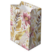 ピンクの金ゴールドメリークリスマスパターン#21 ID1009 ミディアムペーパーバッグ (裏面アングル)