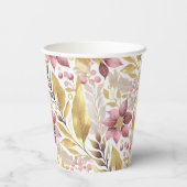 ピンクの金ゴールドメリークリスマスパターン#21 ID1009 紙コップ (裏面)