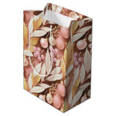 ピンクの金ゴールドメリークリスマスパターン#22 ID1009 ミディアムペーパーバッグ (裏面アングル)