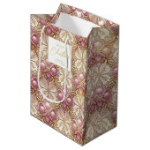 ピンクの金ゴールドメリークリスマスパターン#4 ID1009 ミディアムペーパーバッグ (正面アングル)