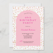 ピンクの金ゴールドモダングリッターアーチー40th誕生日Her 招待状 (正面)