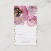 ピンクの金ゴールドモダンフローラの水彩友達を参照 紹介カード (裏面)