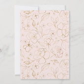 ピンクの金ゴールドモダンフローラ結婚の 招待状 (裏面)
