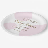 ピンクの金ゴールドモダン水玉模様のベビーシャワー ペーパープレート (アングル)