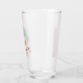 ピンクの金ゴールドユニコーン虹の花女の子ギフト名 タンブラーグラス (左)