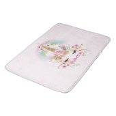 ピンクの金ゴールドユニコーン虹の花女の子ギフト名 バスマット (アングル)