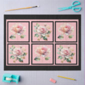 ピンクの金ゴールドライン付きバラタイルの切り離し 薄葉紙 (クラフト)