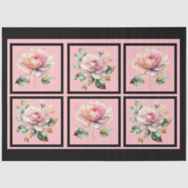 ピンクの金ゴールドライン付きバラタイルの切り離し 薄葉紙