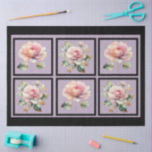 ピンクの金ゴールドライン付きバラタイルの切り離し 薄葉紙 (クラフト)