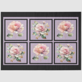 ピンクの金ゴールドライン付きバラタイルの切り離し 薄葉紙