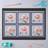 ピンクの金ゴールドライン付きバラタイルの切り離し 薄葉紙 (クラフト)