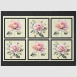 ピンクの金ゴールドライン付きバラタイルの切り離し 薄葉紙