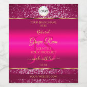 ピンクの金ゴールドロゴとイニシャルグリッター製品ラベル ワインラベル (シングルラベル)