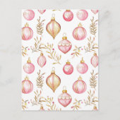 ピンクの金ゴールドヴィンテージオーナメントクリスマスポストカード シーズンポストカード (正面)