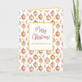 ピンクの金ゴールドヴィンテージオーナメントクリスマス シーズンカード