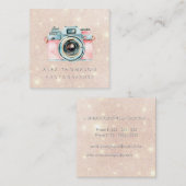 ピンクの金ゴールドヴィンテージカメラカメラスタジオ スクエア名刺 (正面/裏面)