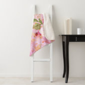 ピンクの金ゴールドヴィンテージフローラ水色スクリプトスタイリッシュ シェルパブランケット (インサイチュ)