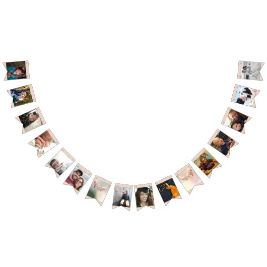 ピンクの金ゴールド写真の卒業または記念日パーティー バンティングフラッグ (全)