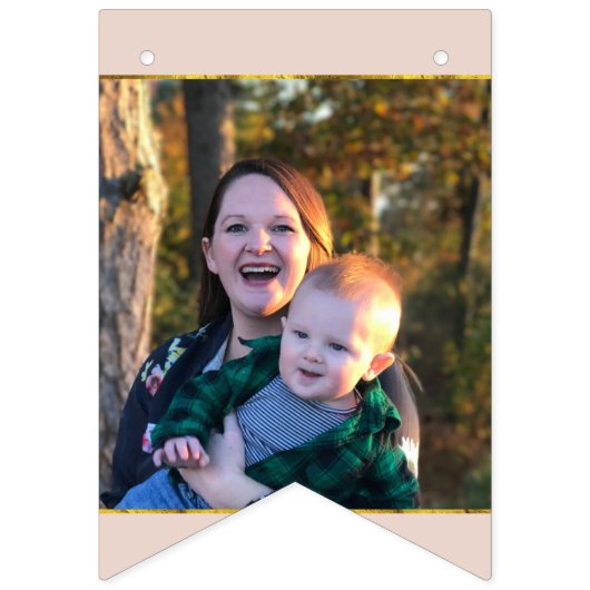 ピンクの金ゴールド写真の卒業または記念日パーティー バンティングフラッグ (第2の旗)