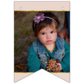 ピンクの金ゴールド写真の卒業または記念日パーティー バンティングフラッグ (第1の旗)