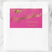 ピンクの金ゴールド大学院 長方形シール (バッグ)