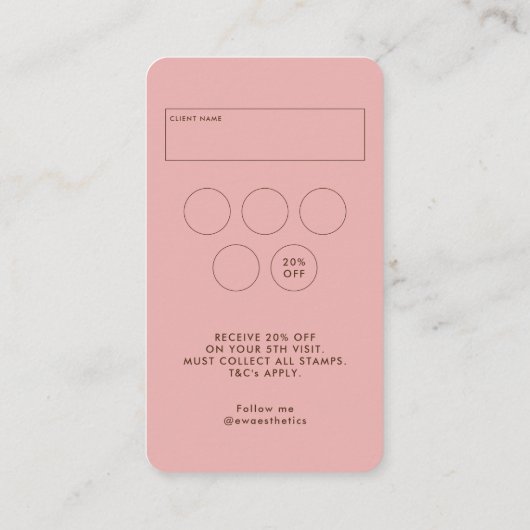 ピンクの金ゴールド大理石美しいサロンQRコードロイヤリティと 名刺 (裏面)