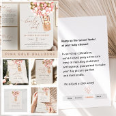 ピンクの金ゴールド女の子が気球おむつラッフルサイン フォトプリント           