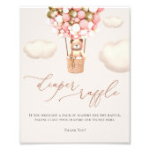 ピンクの金ゴールド女の子が気球おむつラッフルサイン フォトプリント            (正面)