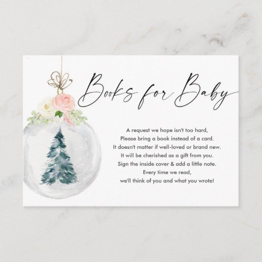 ピンクの金ゴールド女の子クリスマスツリーの本ベビーEnclo エンクロージャーカード (正面)