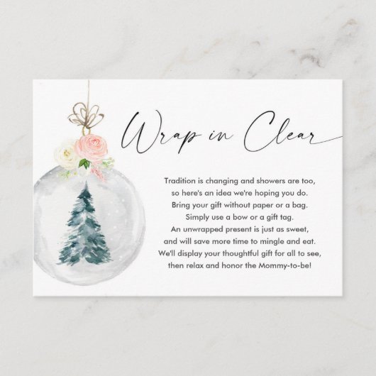 ピンクの金ゴールド女の子クリスマスツリー表示シャワー エンクロージャーカード (正面)