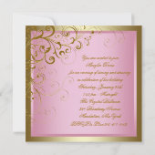 ピンクの金ゴールド女性ピンクの金ゴールド誕生日パーティー 招待状 (裏面)