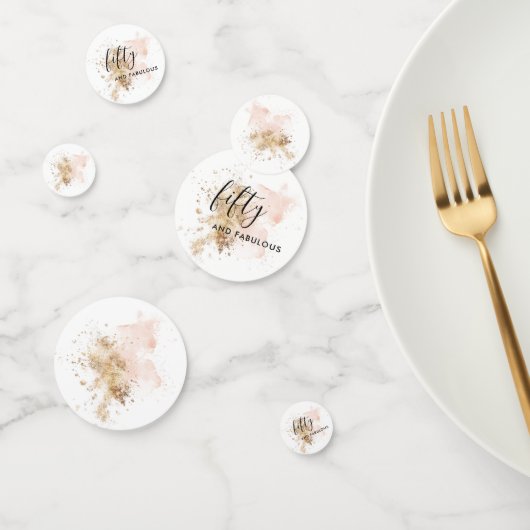 ピンクの金ゴールド女性50th誕生日パーティー紙吹雪 コンフェッティ (グループ)