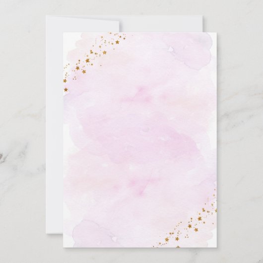 ピンクの金ゴールド宇宙カウントダウンが赤ちゃんシャワーを開始 招待状 (裏面)