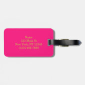 ピンクの金ゴールド対角ストライプ線 ラゲッジタグ (裏面横)