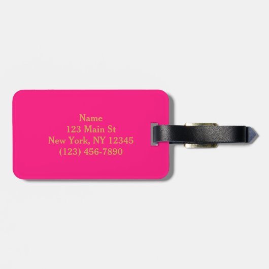 ピンクの金ゴールド対角ストライプ線 ラゲッジタグ (裏面横)