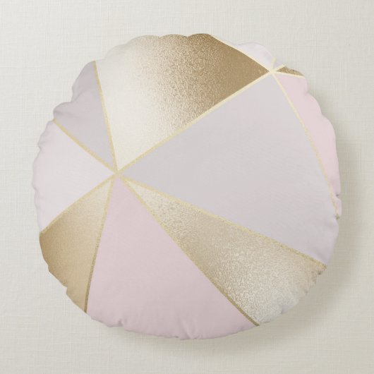 ピンクの金ゴールド幾何学的 ラウンドクッション (正面)