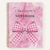 ピンクの金ゴールド弓 ノートブック (正面)