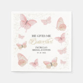 ピンクの金ゴールド彼与えは私蝶ブライダルシャワー スタンダードカクテルナプキン (正面)