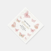 ピンクの金ゴールド彼与えは私蝶ブライダルシャワー スタンダードカクテルナプキン (角)