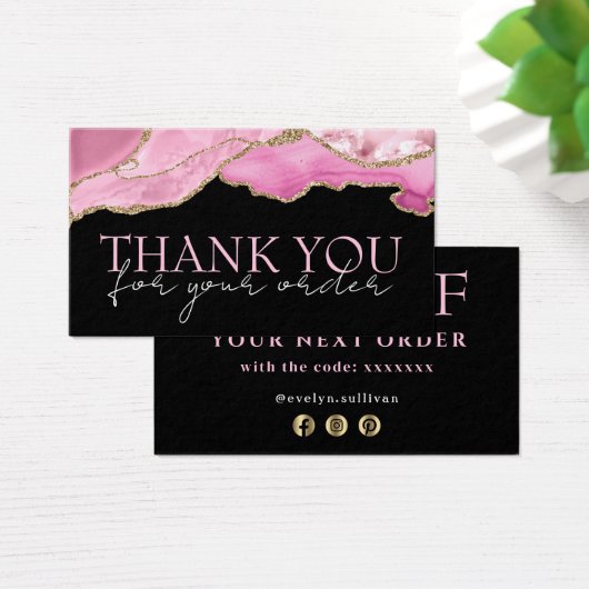 ピンクの金ゴールド感謝していアゲート割引カード (デスク)