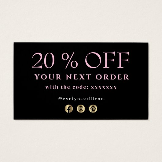 ピンクの金ゴールド感謝していアゲート割引カード (裏面)