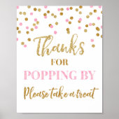 ピンクの金ゴールド感謝してい紙吹雪(サインでポップ) ポスター (正面)