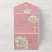 ピンクの金ゴールド我々は赤ちゃんシャワーを待つことができる オールインワン招待状 (外側)