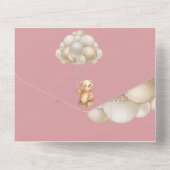 ピンクの金ゴールド我々は赤ちゃんシャワーを待つことができる オールインワン招待状 (裏面)