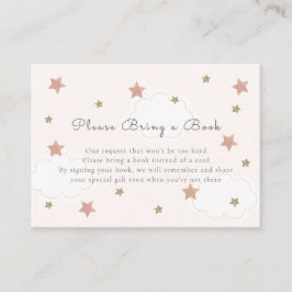 ピンクの金ゴールド星と雲Please Bring a Book エンクロージャーカード