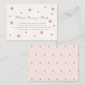 ピンクの金ゴールド星と雲Please Bring a Book エンクロージャーカード (正面/裏面)