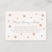 ピンクの金ゴールド星と雲Please Bring a Book エンクロージャーカード (正面)