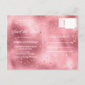 ピンクの金ゴールド星写真卒業発表 インビテーションポストカード (裏面)