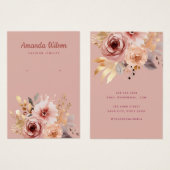 ピンクの金ゴールド水彩花表示カード (正面&裏面)